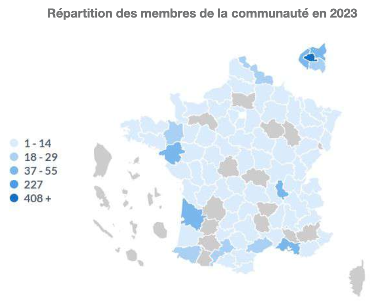 Carte de France des effectifs de la communauté